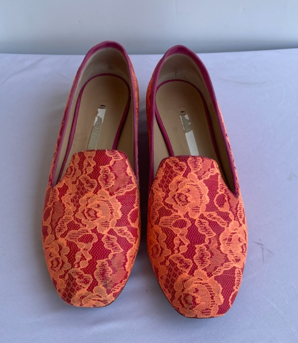 Nicholas Kirkwood Orange Lace and Red Leather Ballet Flats size 36 US 6